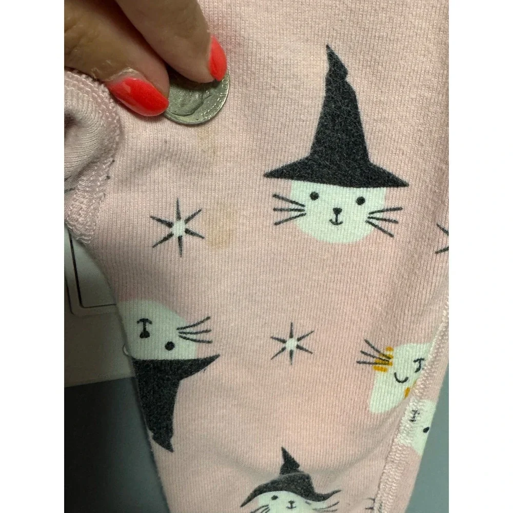 Hanna Andersson Pink Witch Cat Halloween Organic Cotton Sleeper Pajamas 2T 85cm